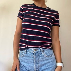 Brandy Melville Jamie Striped Tee in Navy